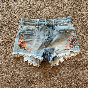 Floral jean shorts